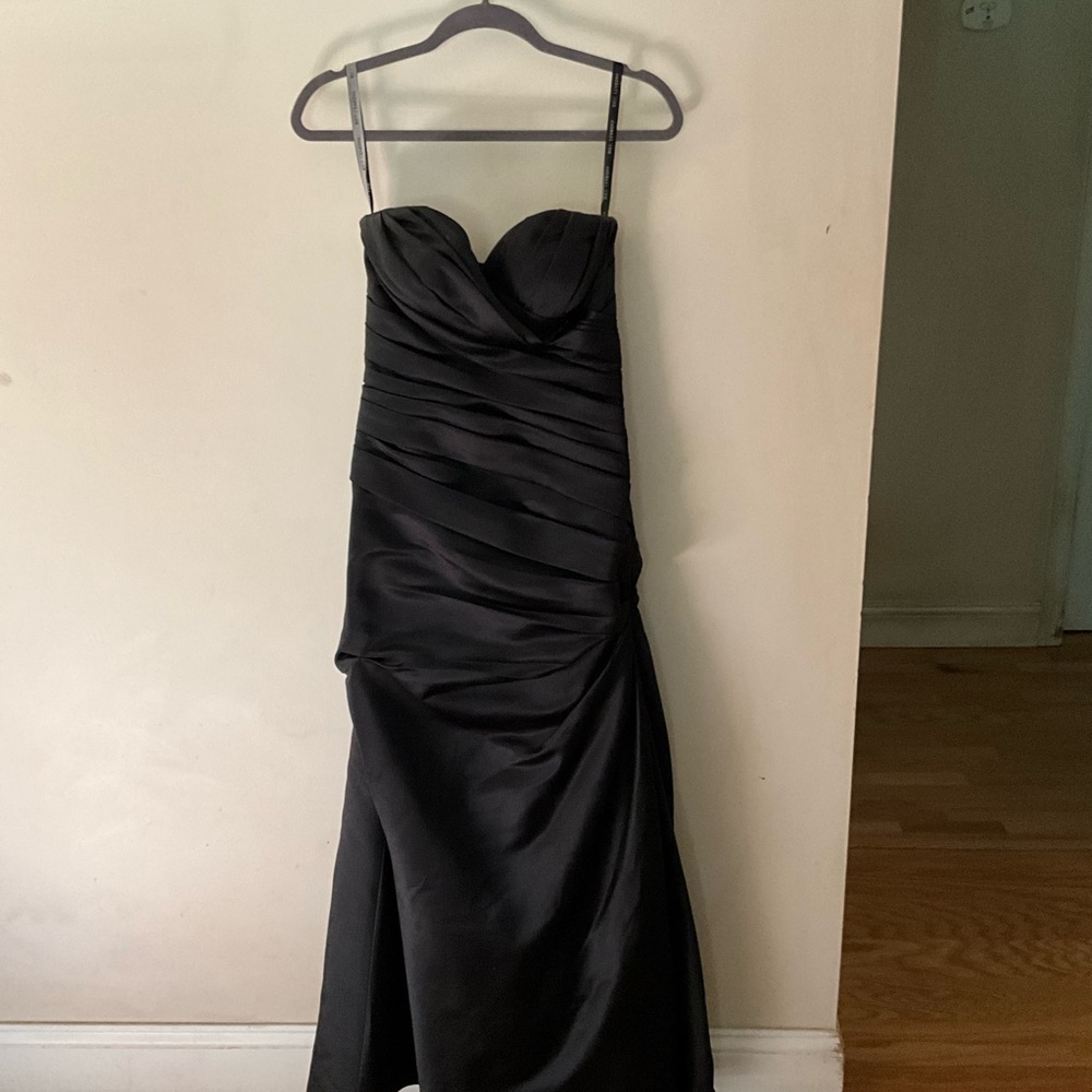Bill Levkoff black bridesmaids dress.